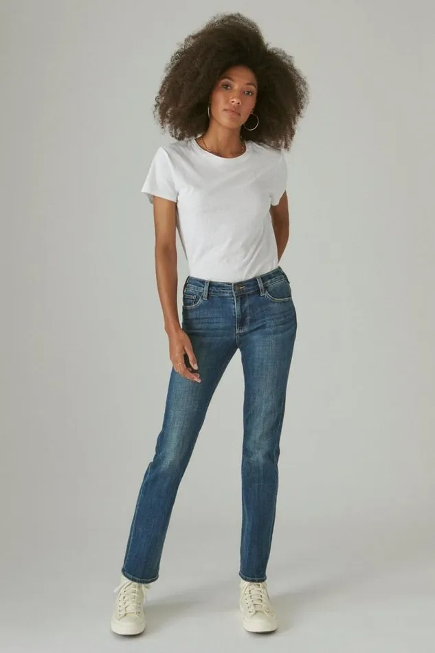 Women Lucky Brand Jeans Mid Rise Sweet Straight Tanzanite