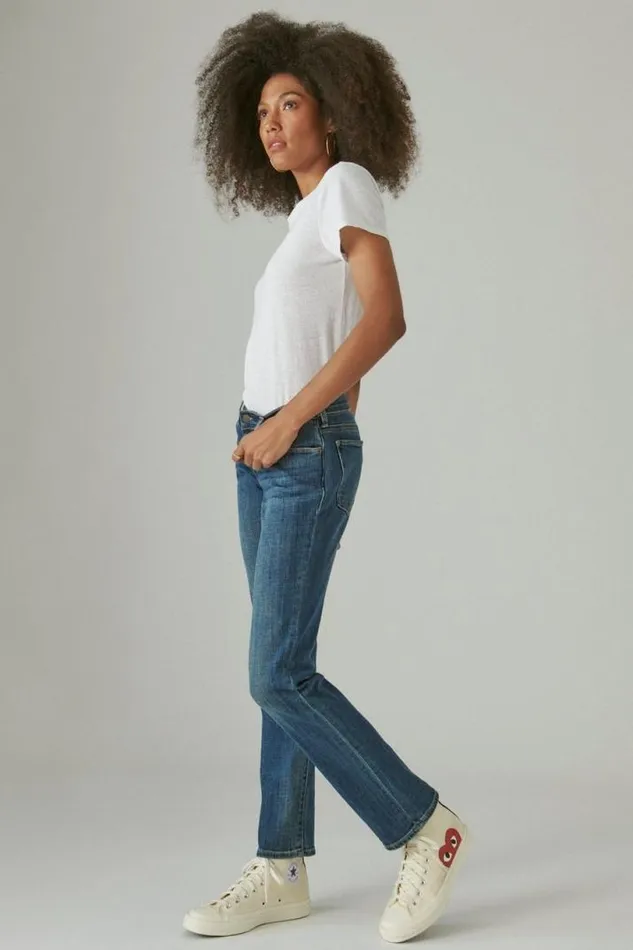 Women Lucky Brand Jeans Mid Rise Sweet Straight Tanzanite