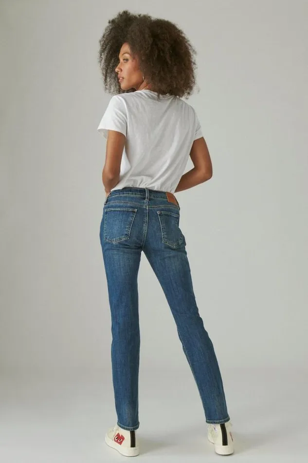 Women Lucky Brand Jeans Mid Rise Sweet Straight Tanzanite