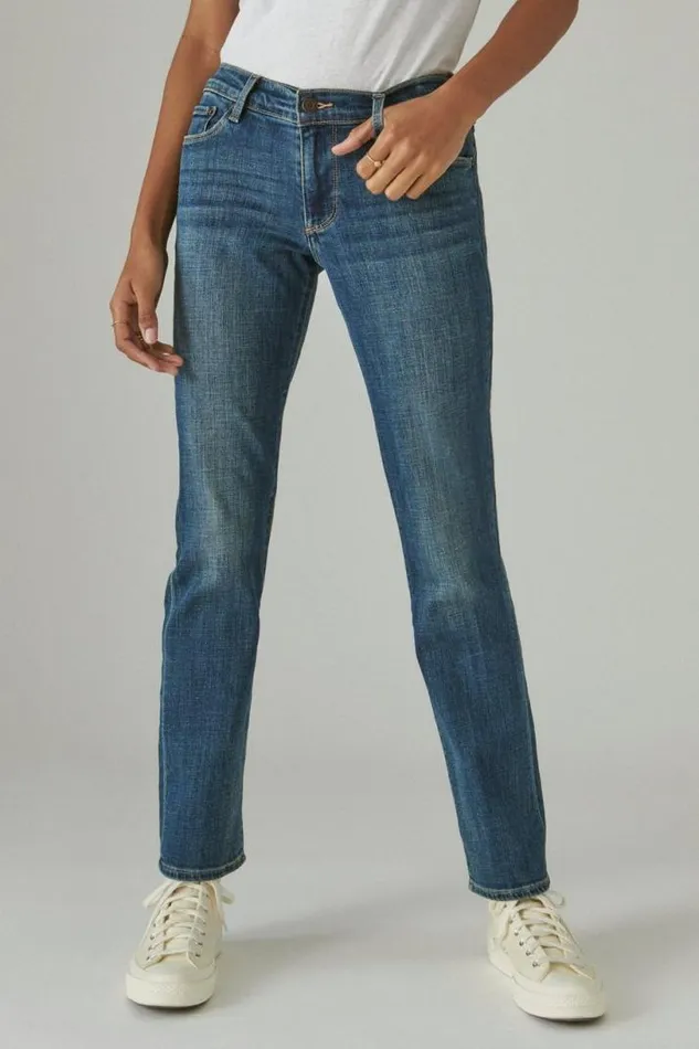 Women Lucky Brand Jeans Mid Rise Sweet Straight Tanzanite