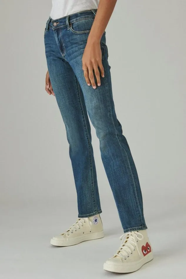 Women Lucky Brand Jeans Mid Rise Sweet Straight Tanzanite