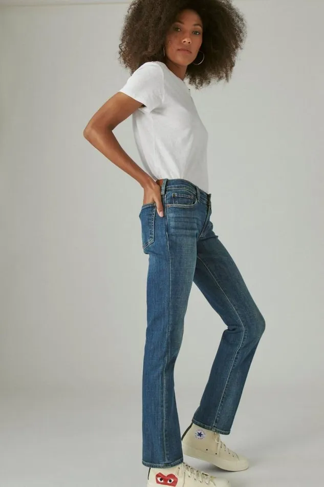 Women Lucky Brand Jeans Mid Rise Sweet Straight Tanzanite