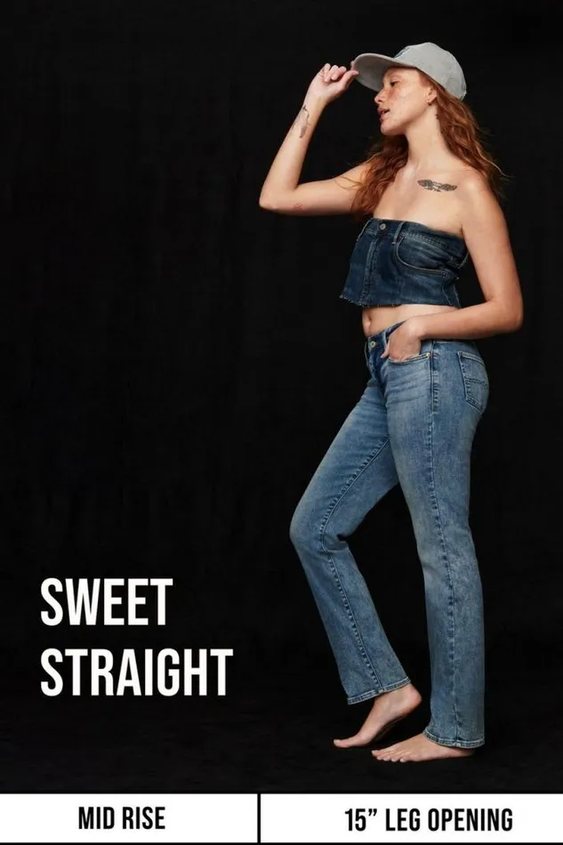 Women Lucky Brand Jeans Mid Rise Sweet Straight Tanzanite