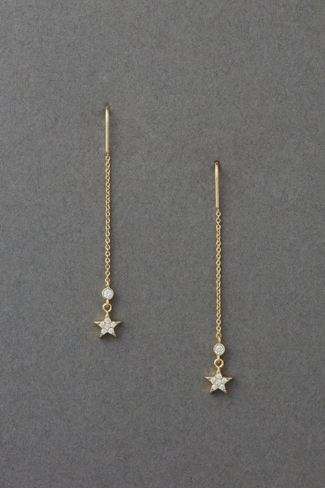 Women Lucky Brand Jewelry 14k Gld Plated Threader Ear Gold