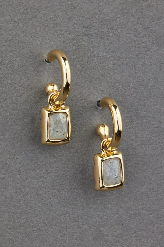 Women Lucky Brand Jewelry 14k Gold Plated Labradorite Earring Gold