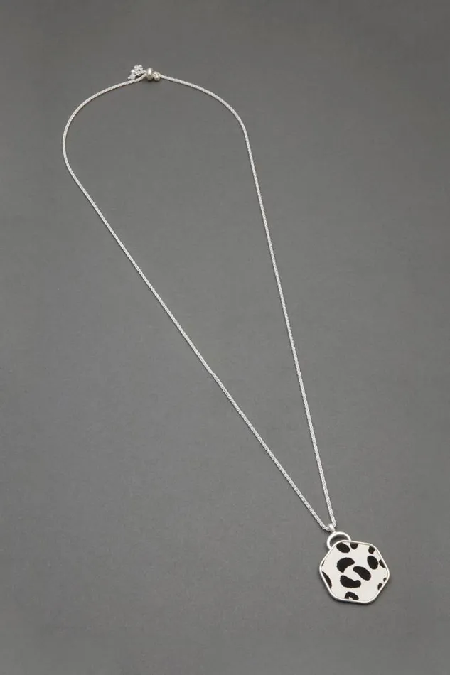 Women Lucky Brand Jewelry Cow Print Pendant Necklace Silver