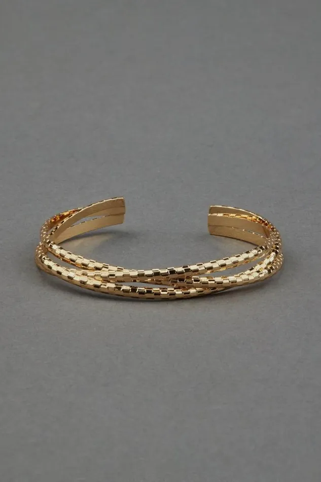 Women Lucky Brand Jewelry Criss Cross Cuff Bracelet Gold