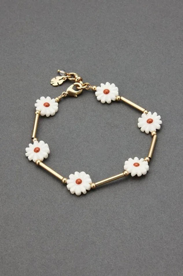 Women Lucky Brand Jewelry Daisy Chain Bracelet Gold