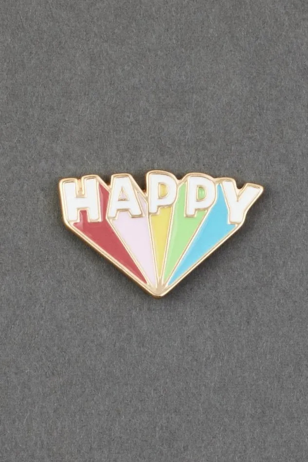 Women Lucky Brand Jewelry Happy Rainbow Enamel Pin Gold