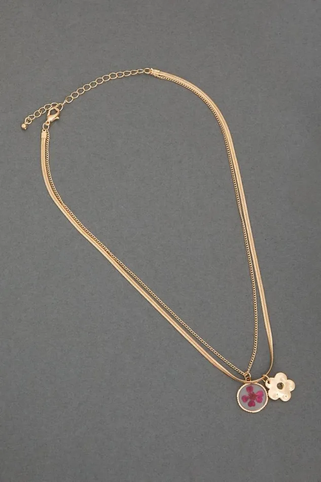 Women Lucky Brand Jewelry Layer Flower Necklace Gold