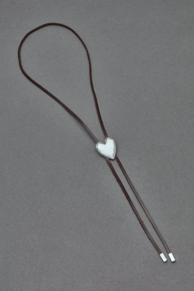 Women Lucky Brand Jewelry Leather Heart Bolo Silver