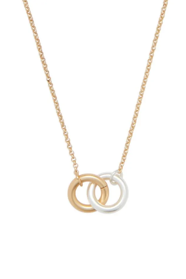 Women Lucky Brand Jewelry Loop Collar Necklace Two Tone