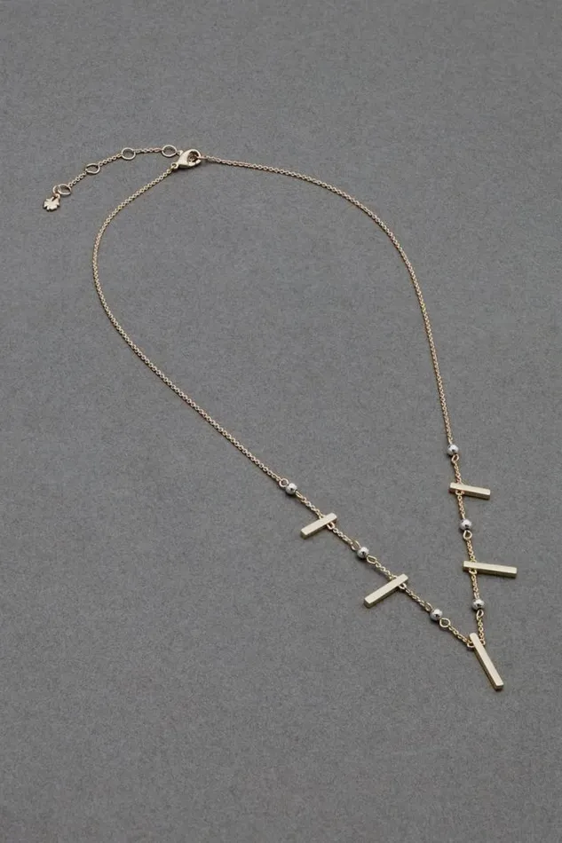 Women Lucky Brand Jewelry Modern Bar Collar Necklace Two Tone