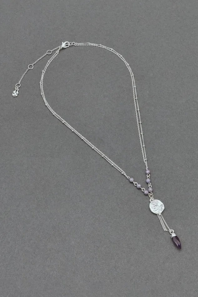 Women Lucky Brand Jewelry Rose Layer Necklace Silver