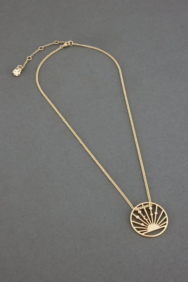 Women Lucky Brand Jewelry Sunray Pendant Necklace Gold