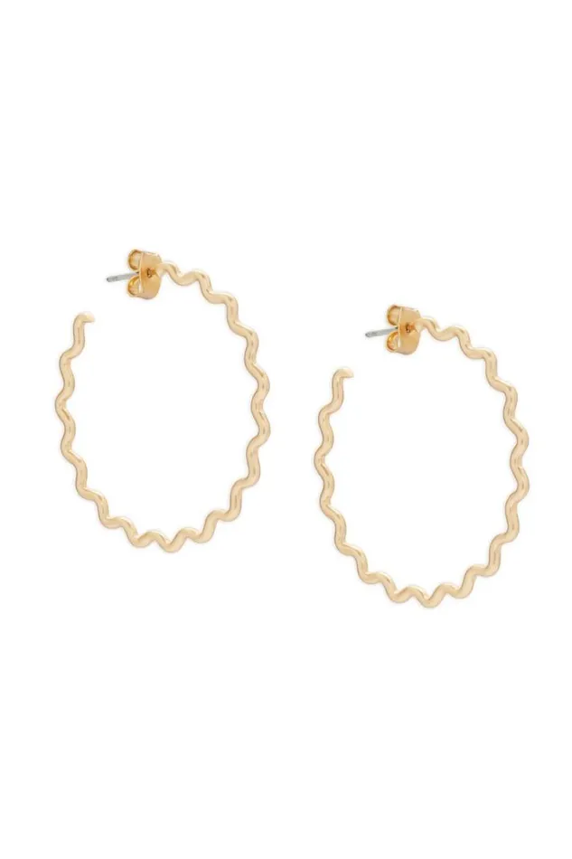 Women Lucky Brand Jewelry Zig Zag Hoop Gold