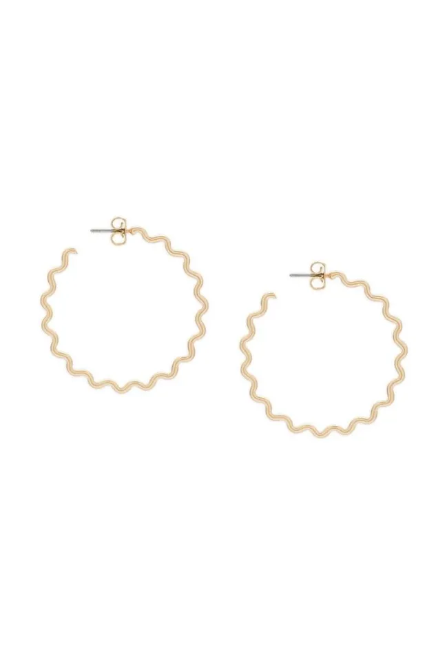Women Lucky Brand Jewelry Zig Zag Hoop Gold