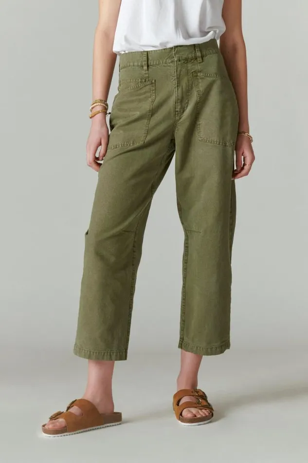 Women Lucky Brand Pants Utility Wide Leg Pant Four Leaf Clover