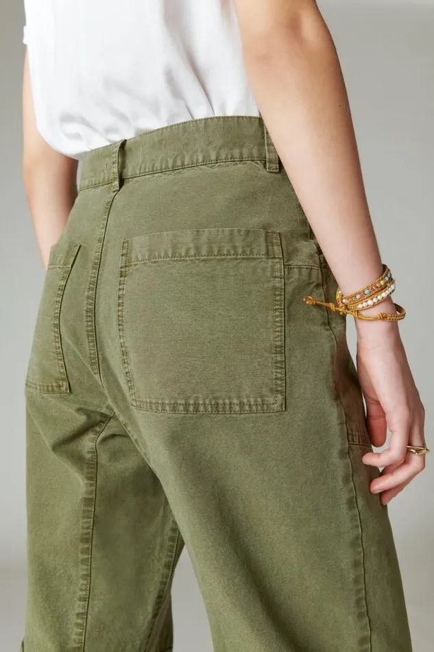 Women Lucky Brand Pants Utility Wide Leg Pant Four Leaf Clover