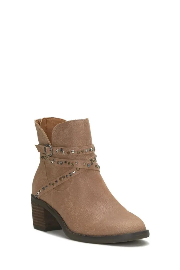 Women Lucky Brand Shoes Callam Studded Strap Bootie Medium Dark Beige