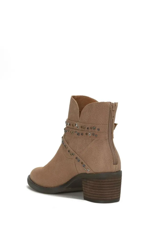Women Lucky Brand Shoes Callam Studded Strap Bootie Medium Dark Beige