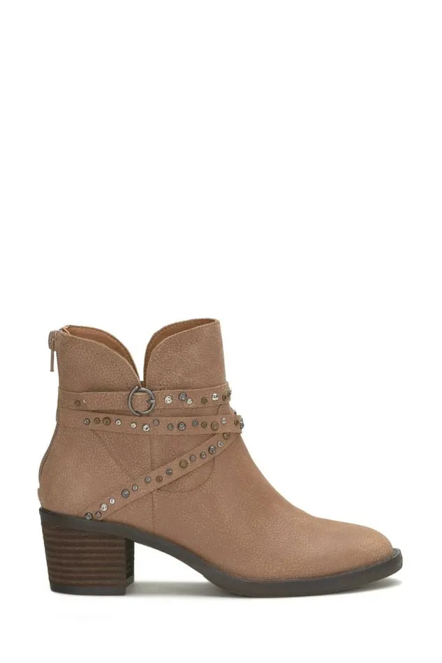 Women Lucky Brand Shoes Callam Studded Strap Bootie Medium Dark Beige