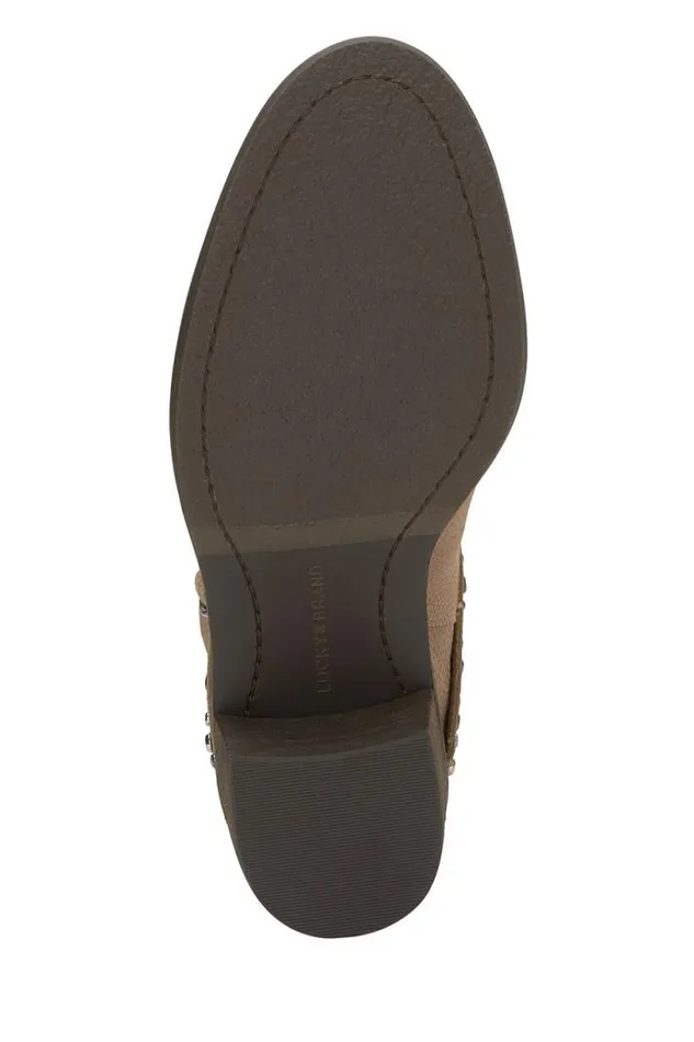 Women Lucky Brand Shoes Callam Studded Strap Bootie Medium Dark Beige