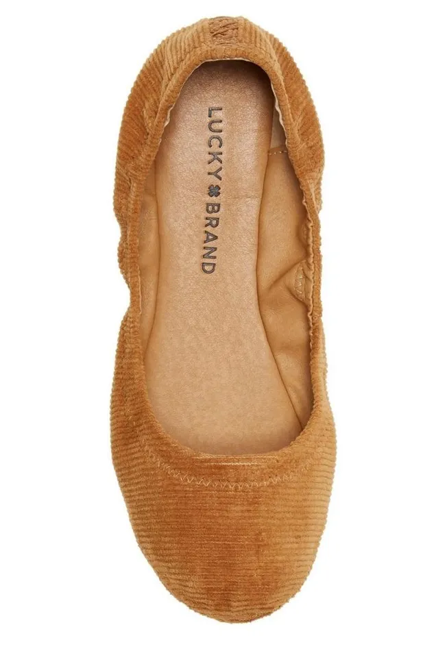 Women Lucky Brand Shoes Emmie Ballet Leather Flats Medium Brown