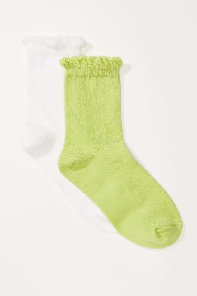 Women Lucky Brand Socks Ruffle Crew Sock Pack Multi