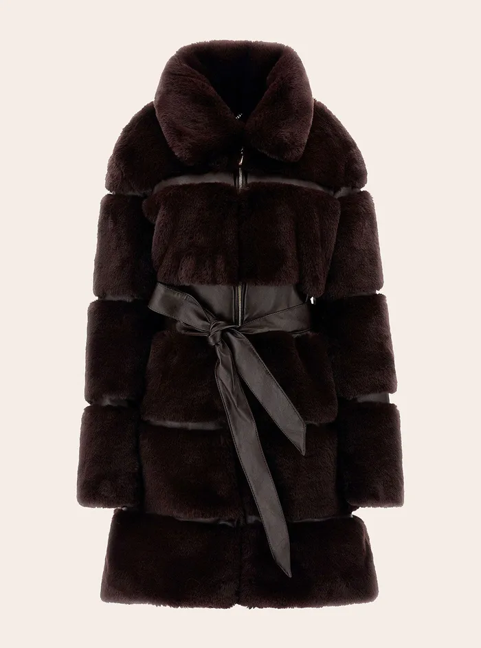 Women Marciano GUESS Marciano Brown Rosetta Faux Fur Coat