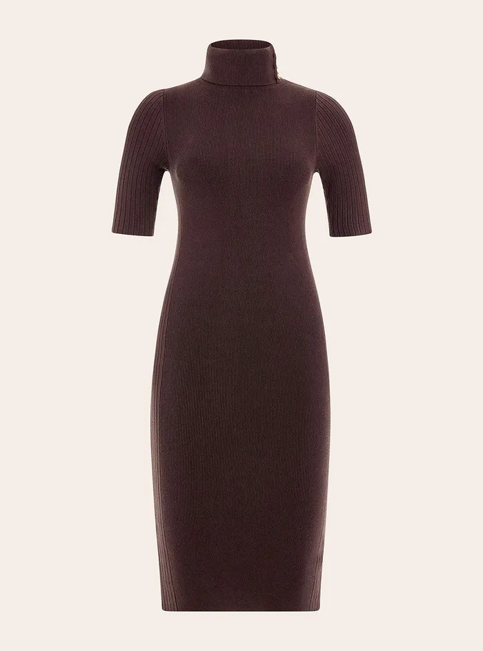 Women Marciano GUESS Marciano Chocolate Lena Ribbed Midi Dress Women Marciano GUESS Marciano Chocolate Lena Ribbed Midi Dress