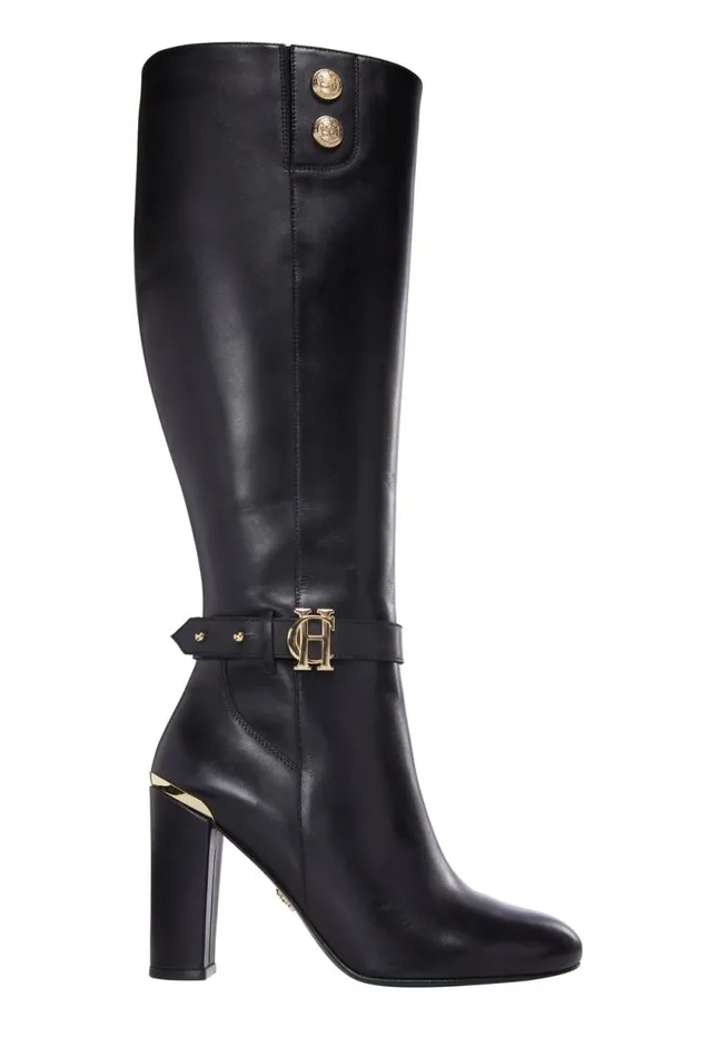 Women Marlborough Knee Boot Black Leather Holland Cooper Boots
