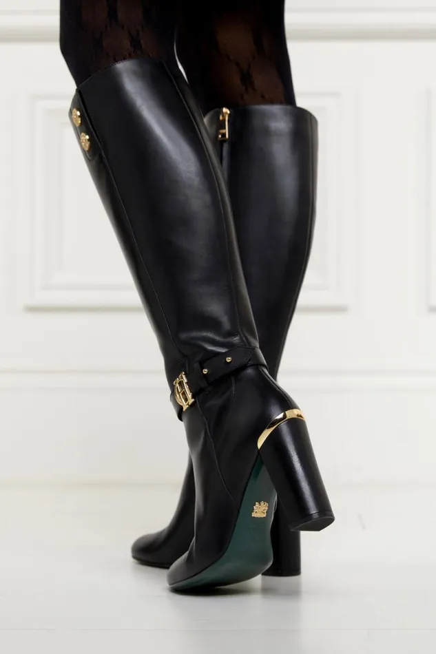 Women Marlborough Knee Boot Black Leather Holland Cooper Boots Women Marlborough Knee Boot Black Leather Holland Cooper Boots
