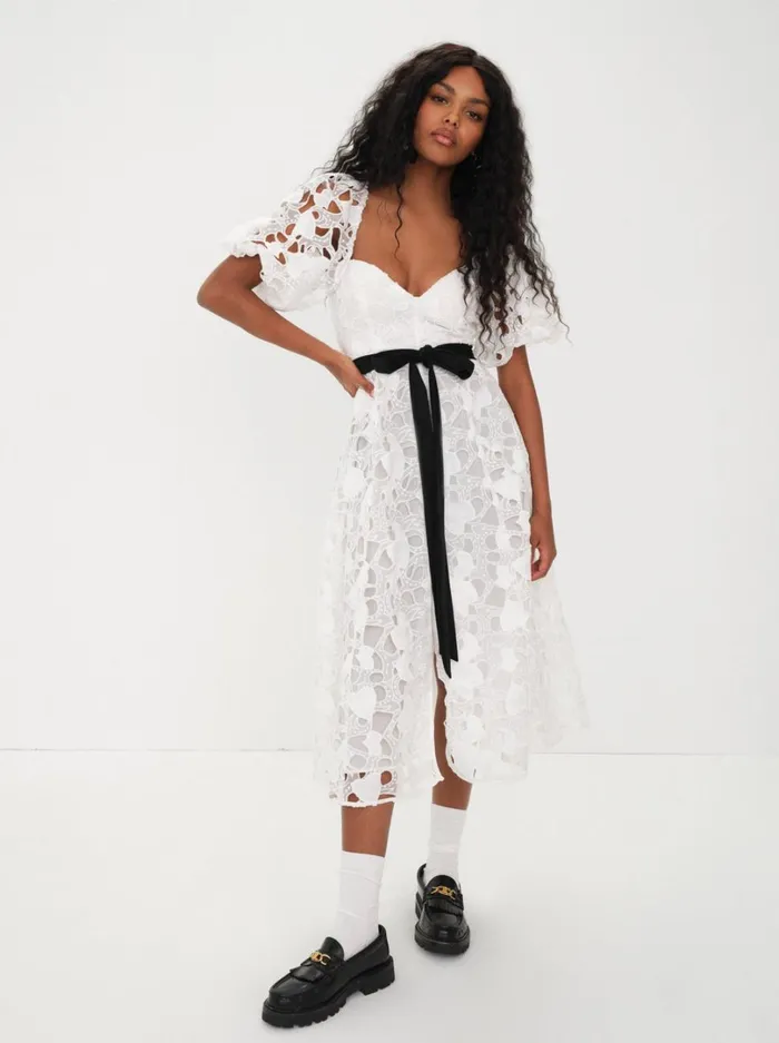 Women Marlene Midi Dress White For Love and Lemons Dresses