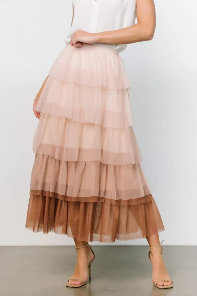 Women Marlene Tulle Ruffle Skirt Natural Rosy Brown Baltic Born Skirts Women Marlene Tulle Ruffle Skirt Natural Rosy Brown Baltic Born Skirts