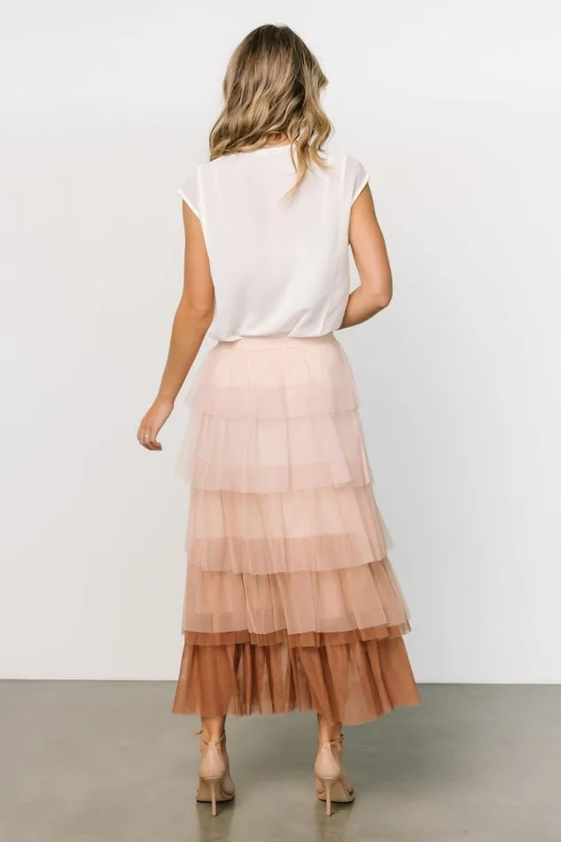 Women Marlene Tulle Ruffle Skirt Natural Rosy Brown Baltic Born Skirts Women Marlene Tulle Ruffle Skirt Natural Rosy Brown Baltic Born Skirts