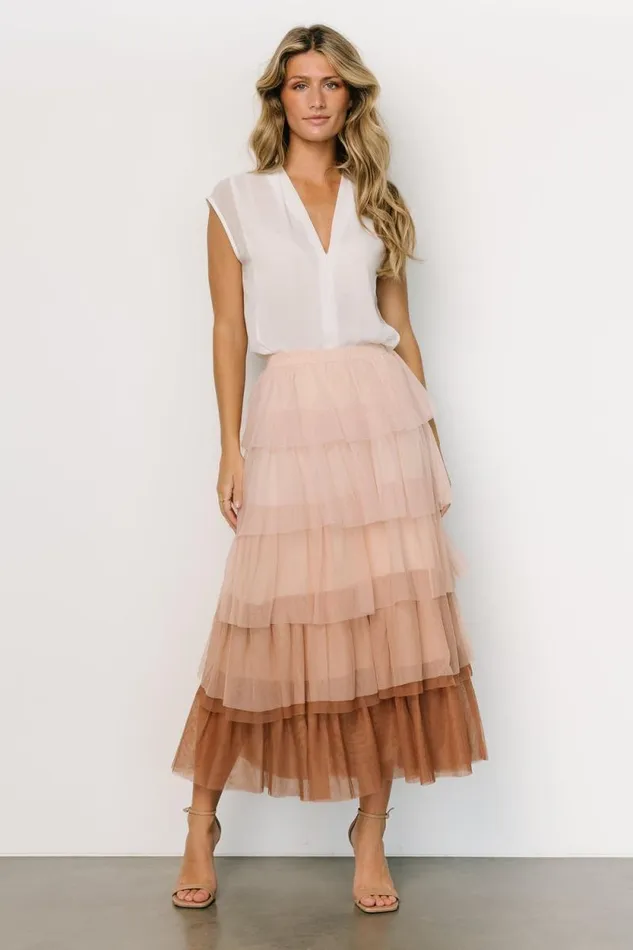 Women Marlene Tulle Ruffle Skirt Natural Rosy Brown Baltic Born Skirts Women Marlene Tulle Ruffle Skirt Natural Rosy Brown Baltic Born Skirts