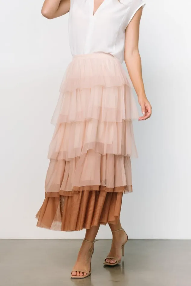 Women Marlene Tulle Ruffle Skirt Natural Rosy Brown Baltic Born Skirts Women Marlene Tulle Ruffle Skirt Natural Rosy Brown Baltic Born Skirts