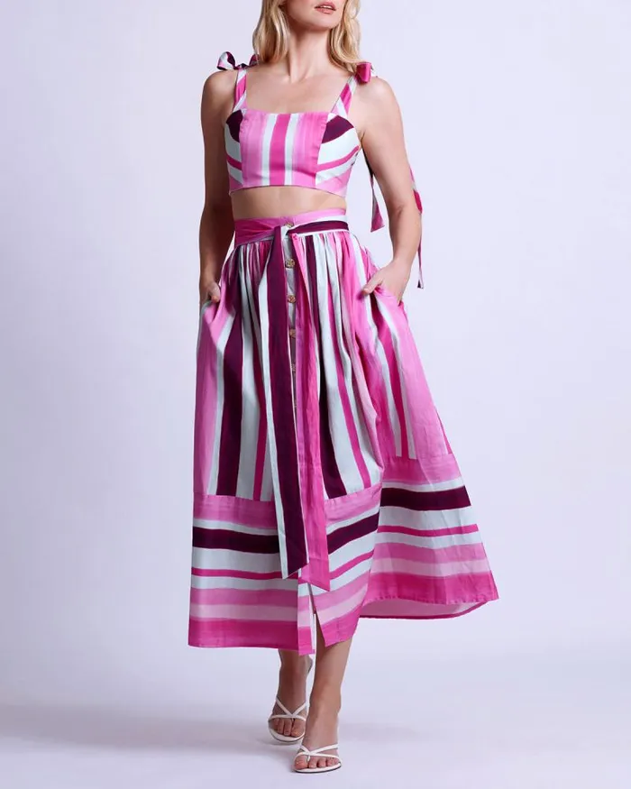 Women Matching Sets PatBO Listra Cotton Cropped Top FINAL SALE Magenta