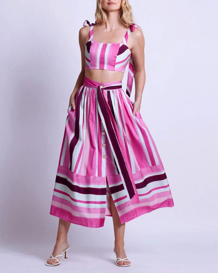 Women Matching Sets PatBO Listra Cotton Cropped Top FINAL SALE Magenta