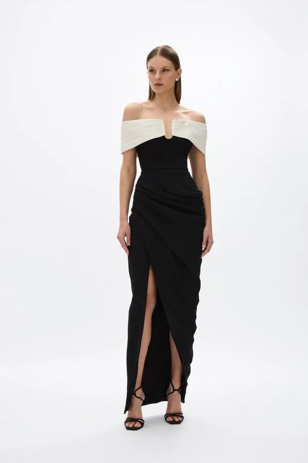 Women Maxi Dresses Rachel Gilbert Aven Gown BlackIvory