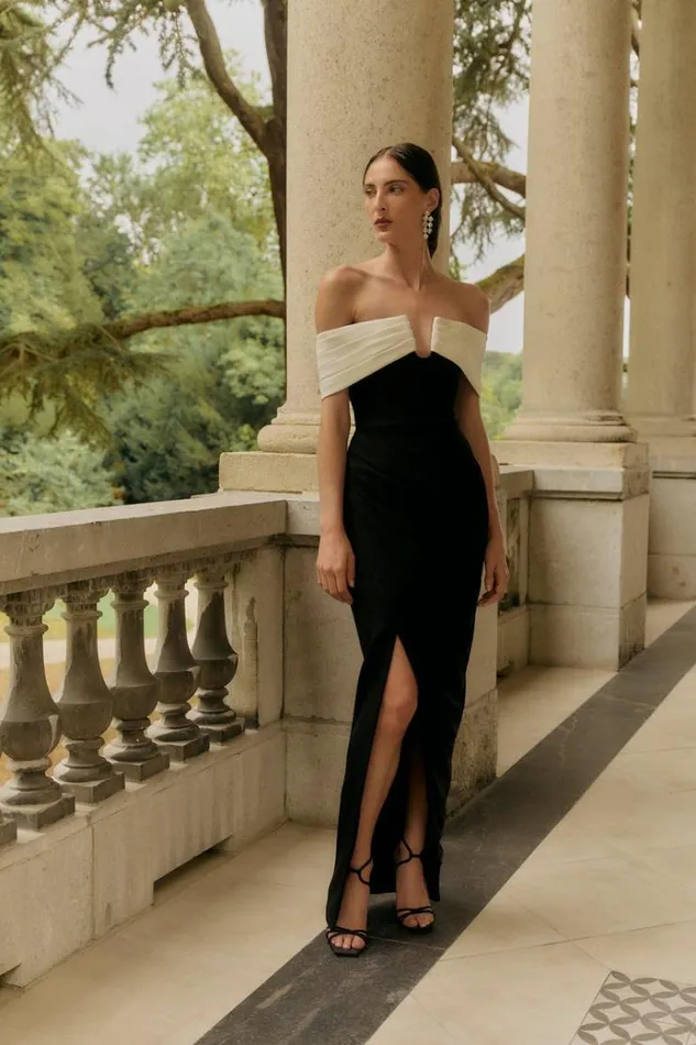 Women Maxi Dresses Rachel Gilbert Aven Gown BlackIvory Women Maxi Dresses Rachel Gilbert Aven Gown BlackIvory
