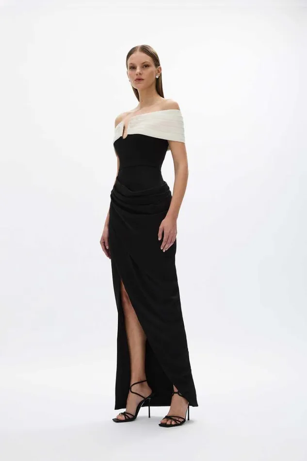 Women Maxi Dresses Rachel Gilbert Aven Gown BlackIvory Women Maxi Dresses Rachel Gilbert Aven Gown BlackIvory