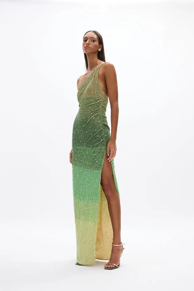 Women Maxi Dresses Rachel Gilbert Kaito Gown Green Ombre