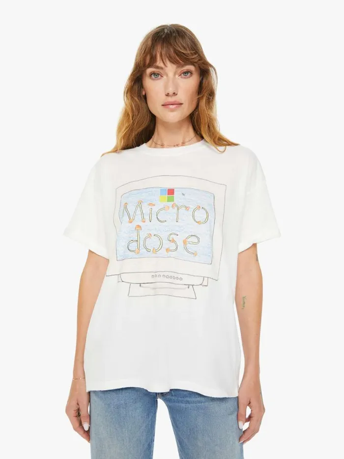 WomenMen Tees Tanks Mother Denim Microdose Boyfriend Tee White