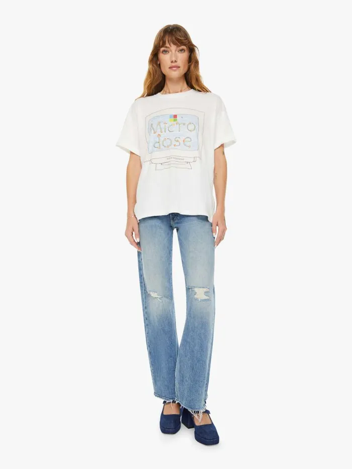 WomenMen Tees Tanks Mother Denim Microdose Boyfriend Tee White