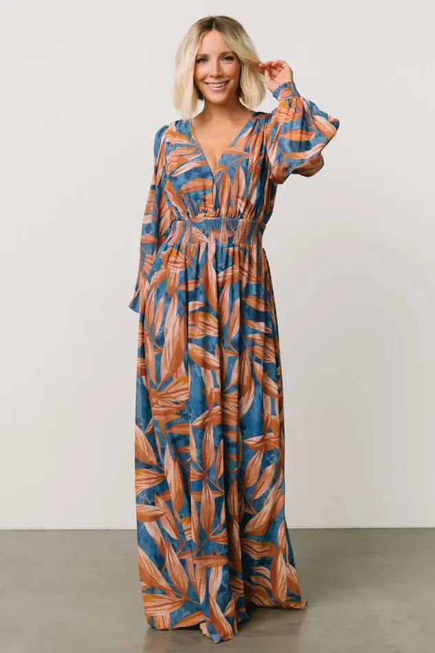Women Middleton Maxi Dress Blue Camel Print Baltic Born Maxi Dresses
