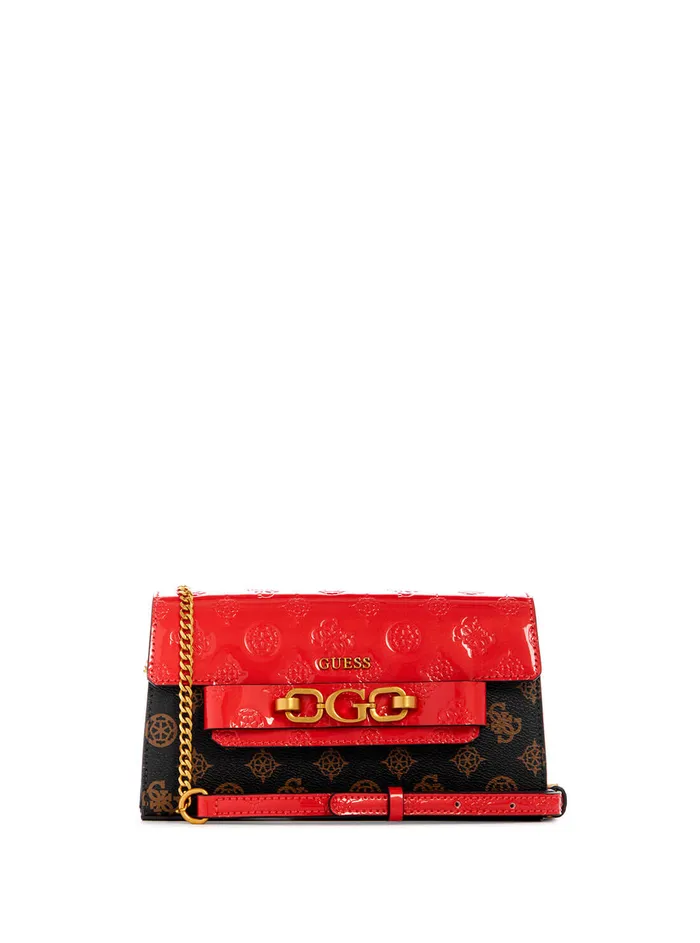 Women Mini Bags GUESS Red Brown Zira Mini Crossbody Bag