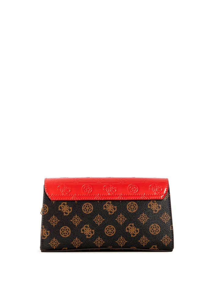 Women Mini Bags GUESS Red Brown Zira Mini Crossbody Bag