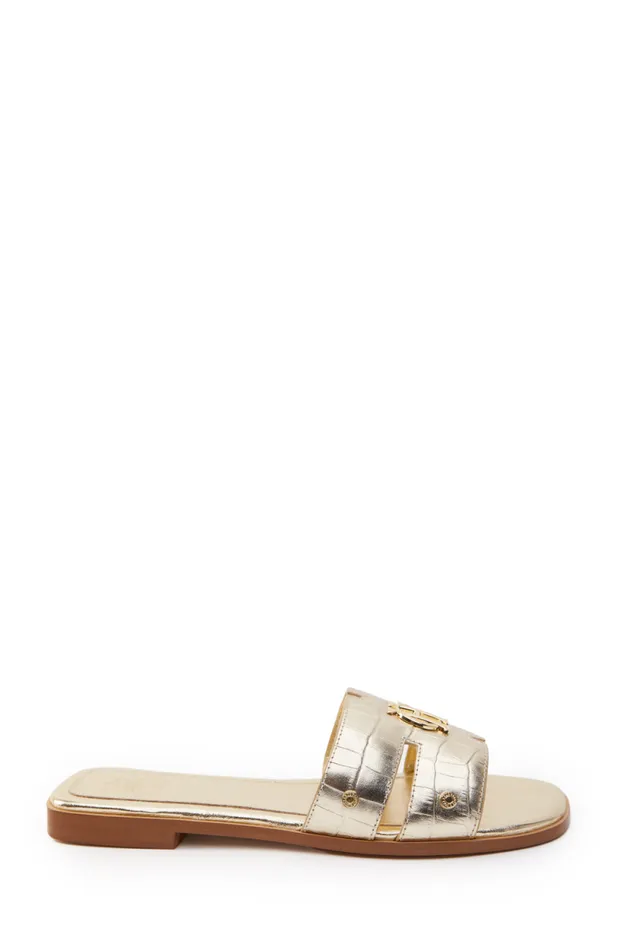 Women Monogram Slides Gold Croc Holland Cooper Sandals and Slides